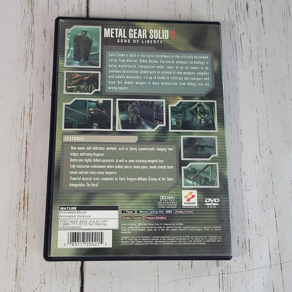 Metal Gear Solid 2 Sons Of Liberty Sony Playstation 2 PS2 Video Game Pre…